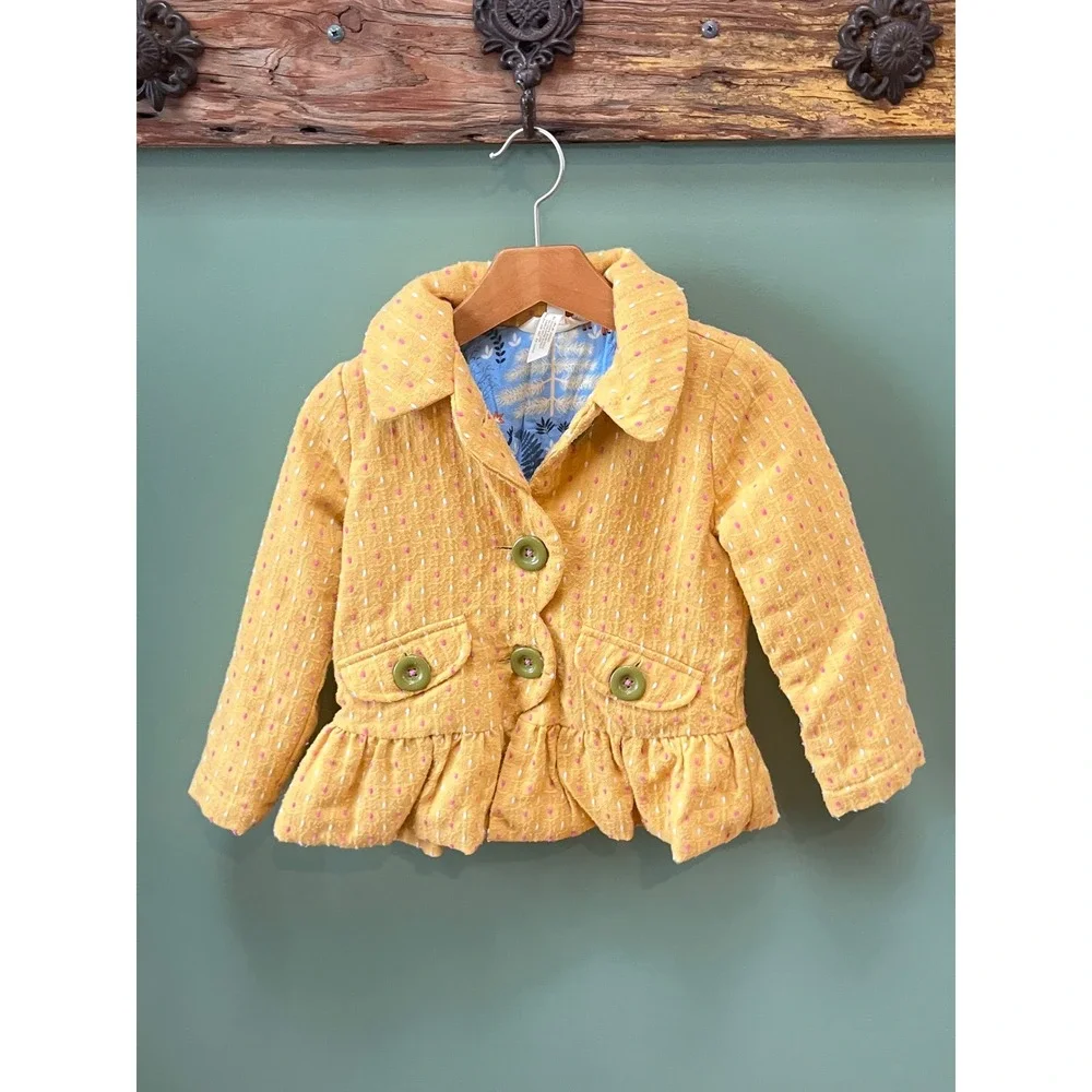 Matilda Jane Goodness Girls Peplum Jacket Mustard Yellow Dotted Size‎ 4 4T